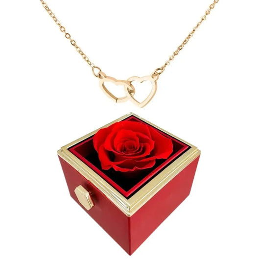 Hartvormige Hanger met Roterende Roos Cadeaubox - Velinix