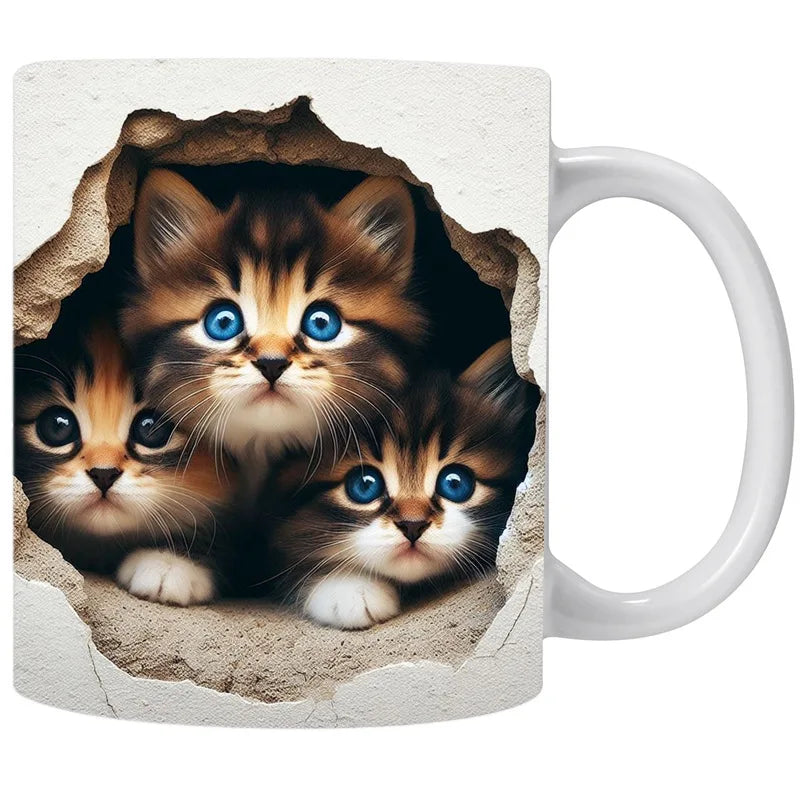 Zwarte Kat Koffiemok 3D Ontwerp Keramisch