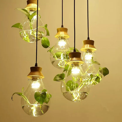 Unieke Hanglamp Glazen Bol met Planten Decoratie - Velinix