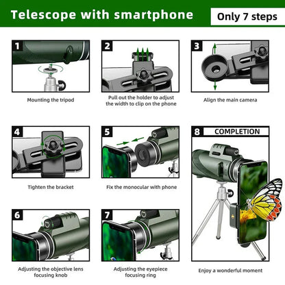 Monoculaire Telescoop 80x100 HD Zoom voor Jagen en Kamperen