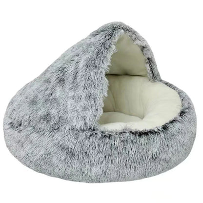 Kattenbed Pluche met Capuchon Warm en Zacht voor Katten