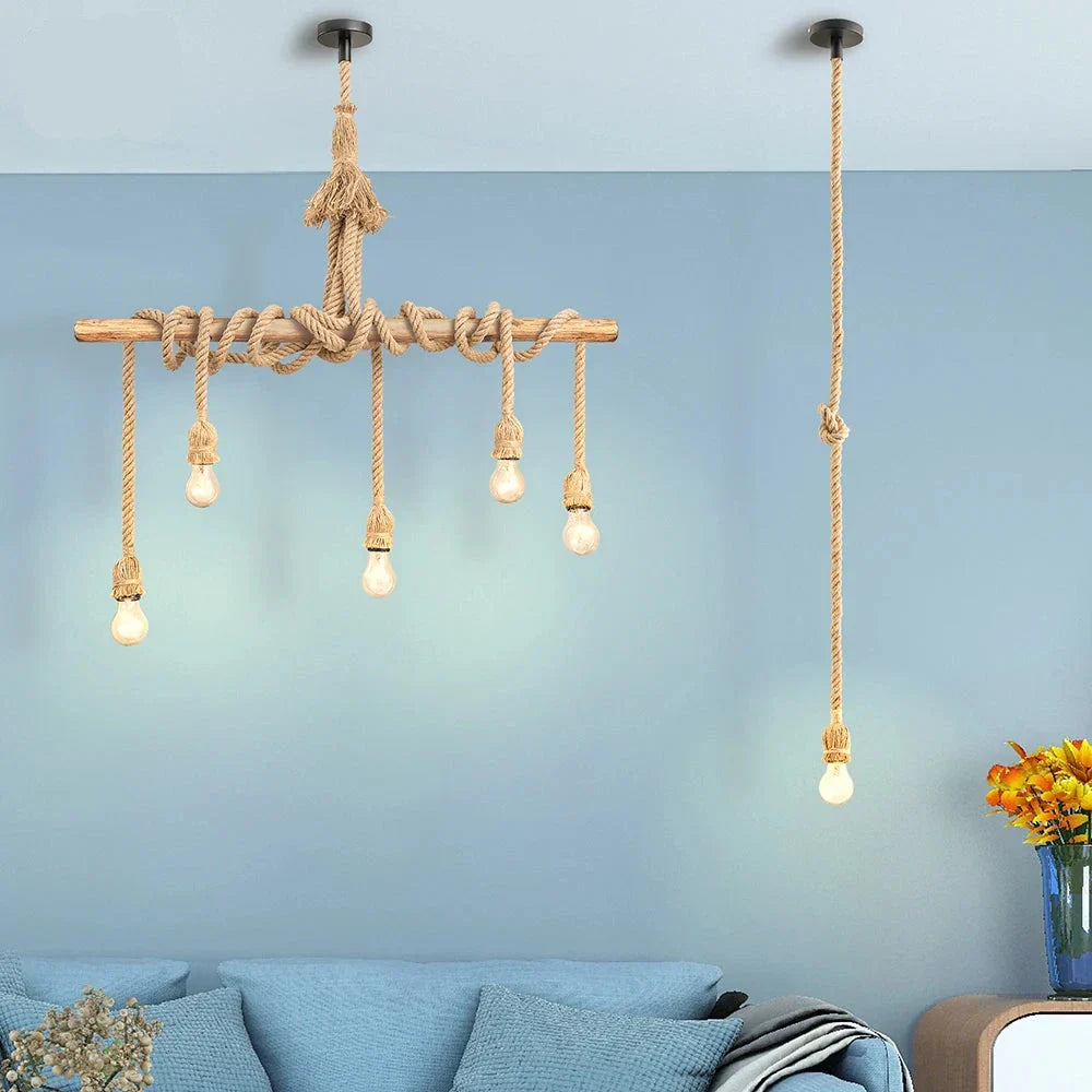Hanglamp Handgemaakt van Henneptouw Boheemse Stijl