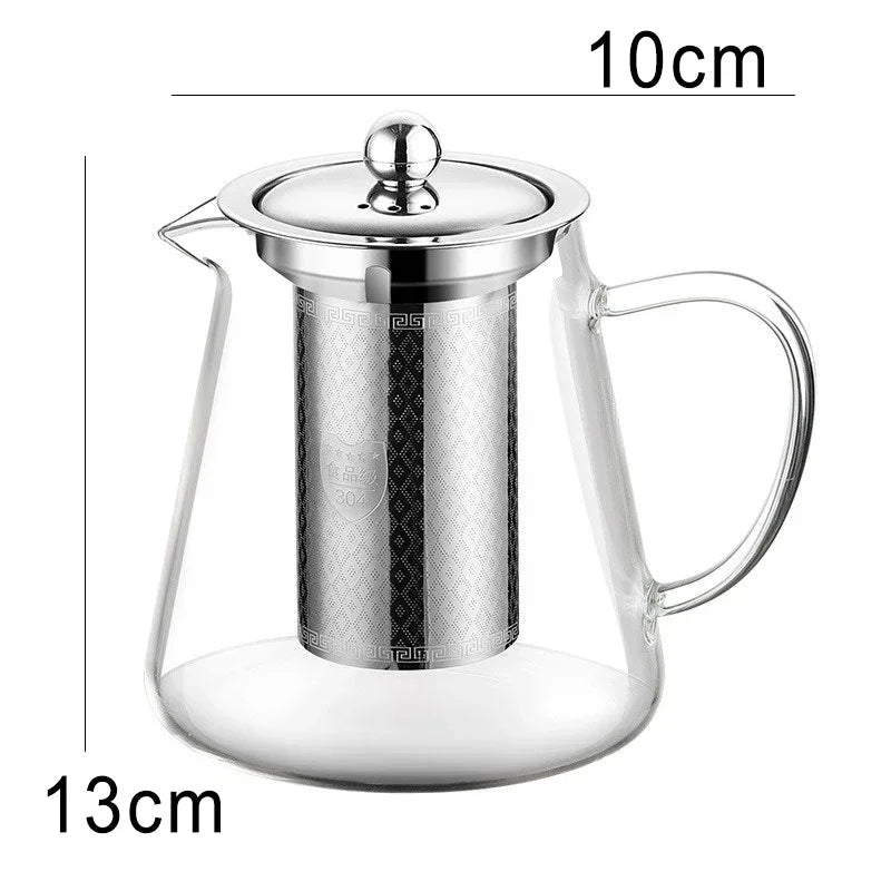 Glazen Theepot met Theefilter, 450-950ml, Hittebestendig