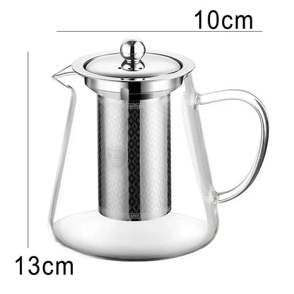 Glazen Theepot met Theefilter, 450-950ml, Hittebestendig