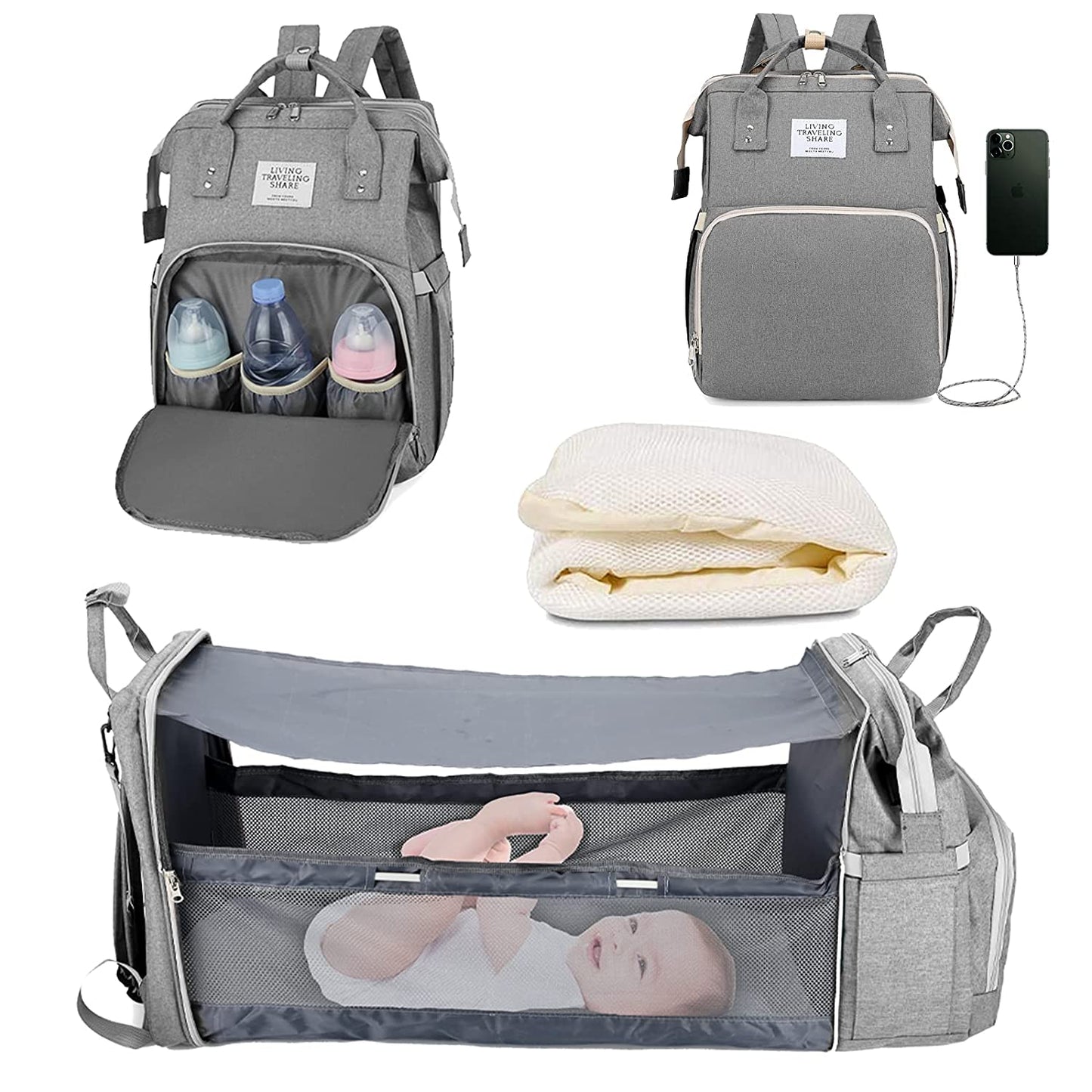 2-in-1 Luiertas Baby Rugzak Draagbaar