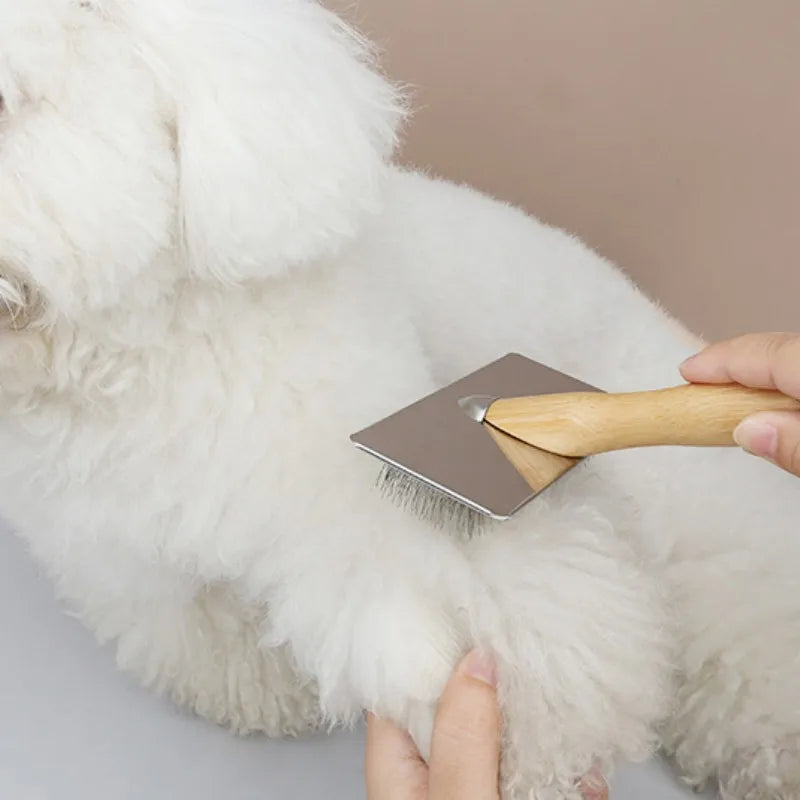 Honden- & Kattenborstel van Hout met RVS Kam voor Zachte Vachtverzorging