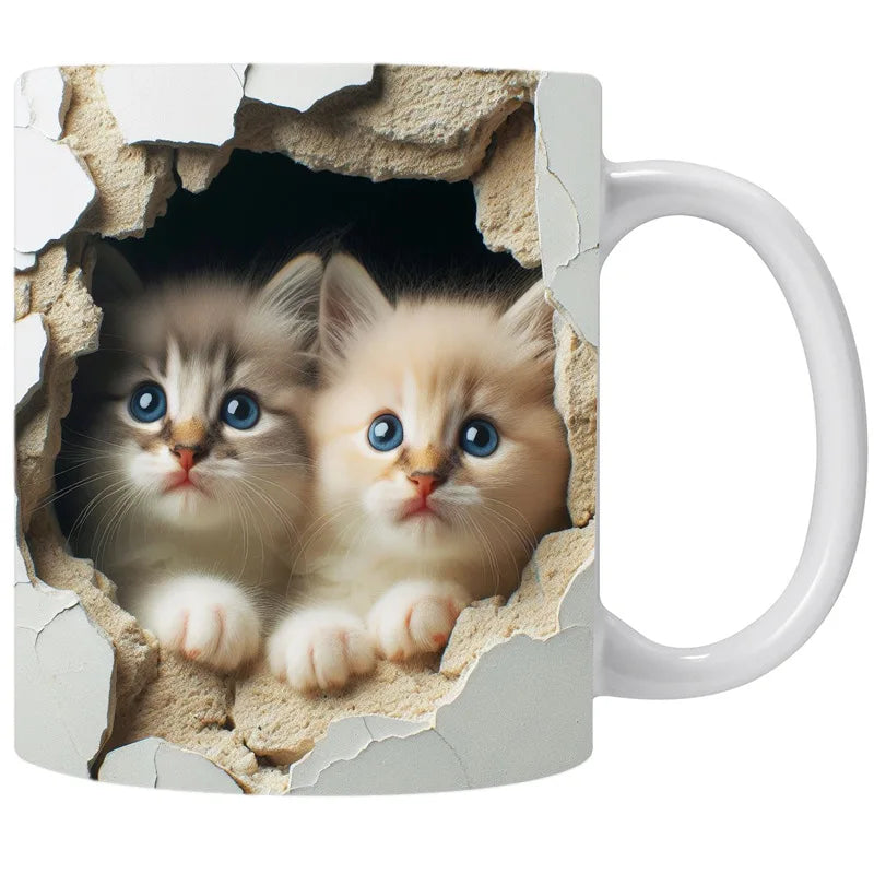 Zwarte Kat Koffiemok 3D Ontwerp Keramisch
