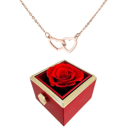 Hartvormige Hanger met Roterende Roos Cadeaubox