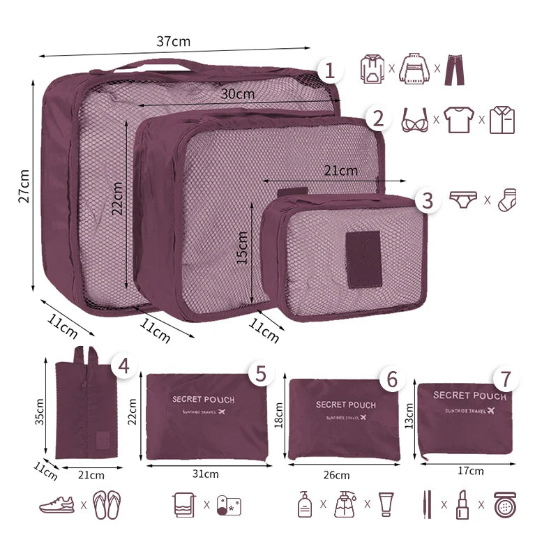 Reisorganizer Set met Opbergzakken en Reistas Accessoires