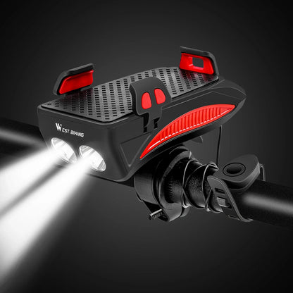 Fiets Telefoonhouder met Dubbele LED Lichten en Veilige Greep