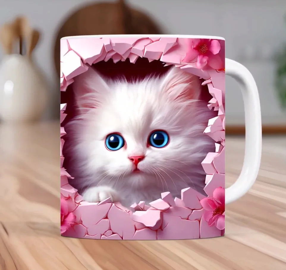 Zwarte Kat Koffiemok 3D Ontwerp Keramisch