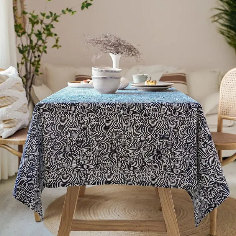 Duurzaam Linnen Tafelkleed 100% Japanse Stijl Natuurlijk - Velinix