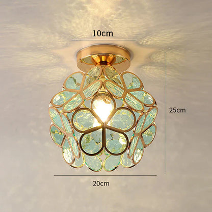 Elegante Glazen Plafondlamp met Bloemenpatroon