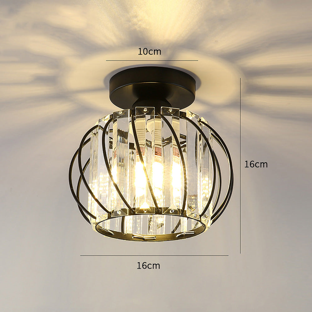 Scandinavische Plafondlamp Glas en Zwart Metaal Design