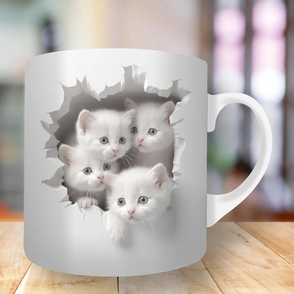 Zwarte Kat Koffiemok 3D Ontwerp Keramisch - Velinix