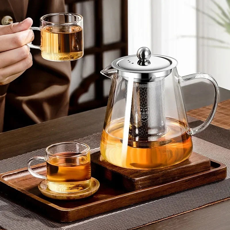 Glazen Theepot met Theefilter, 450-950ml, Hittebestendig