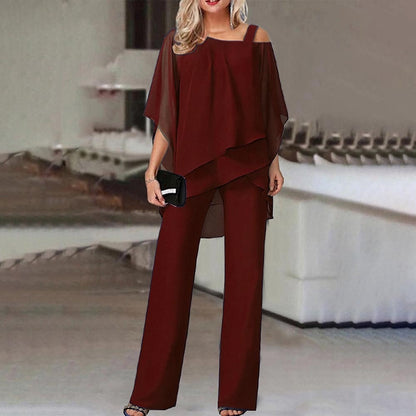 Dames Jumpsuit Lange Pijpen Cold Shoulder Elegant Zwart