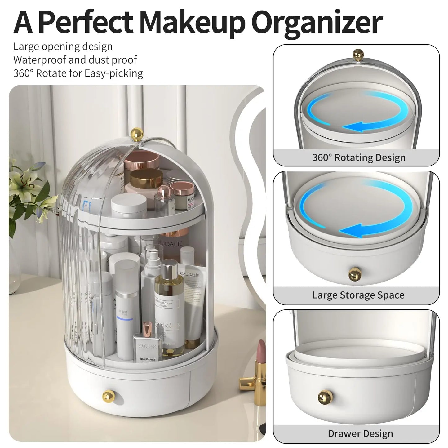 Make-up Organizer 360° Draaibaar met Ginseng Serum Houders