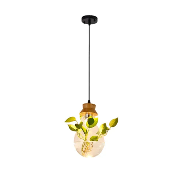 Unieke Hanglamp Glazen Bol met Planten Decoratie
