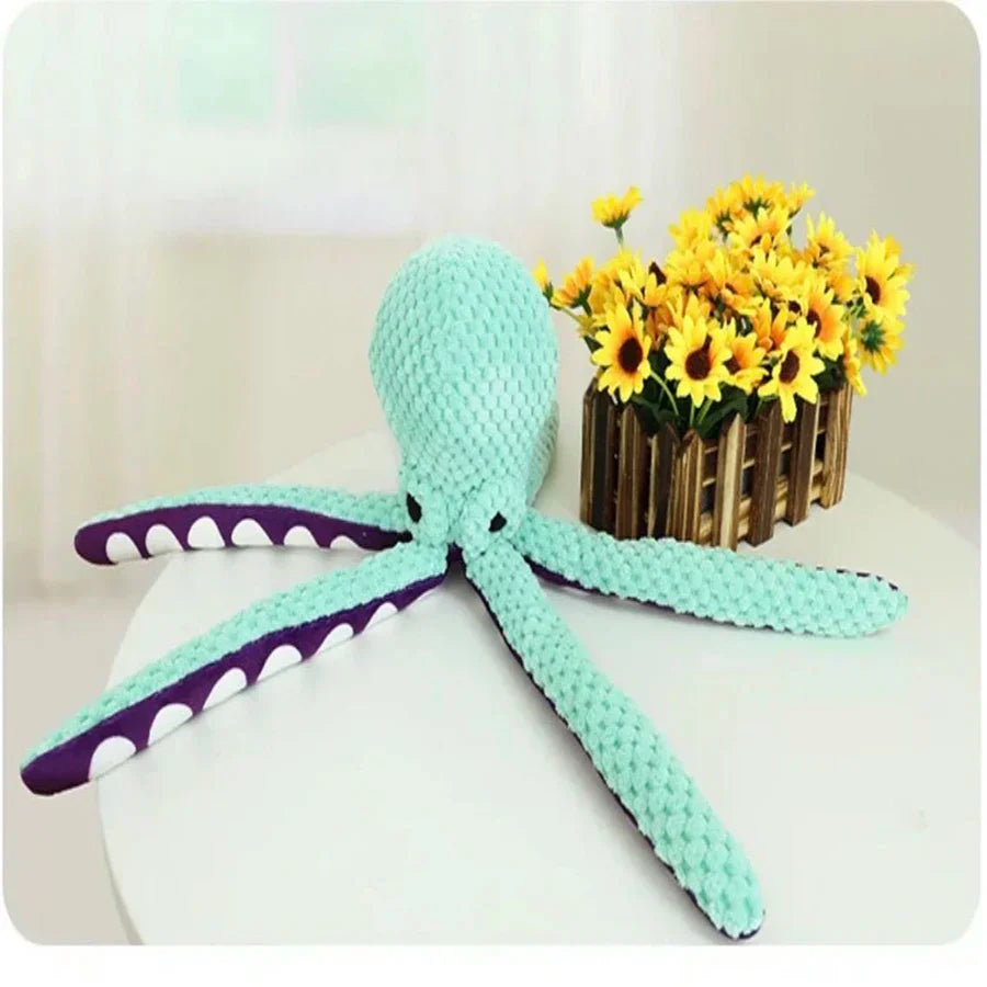 Hondenspeelgoed Octopus Zacht Pluche Blauw met Piepfunctie