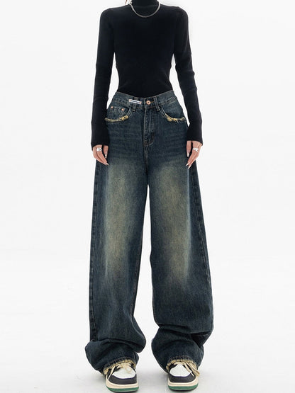 Hoge Taille Baggy Jeans Y2K Stijl Vintage Look