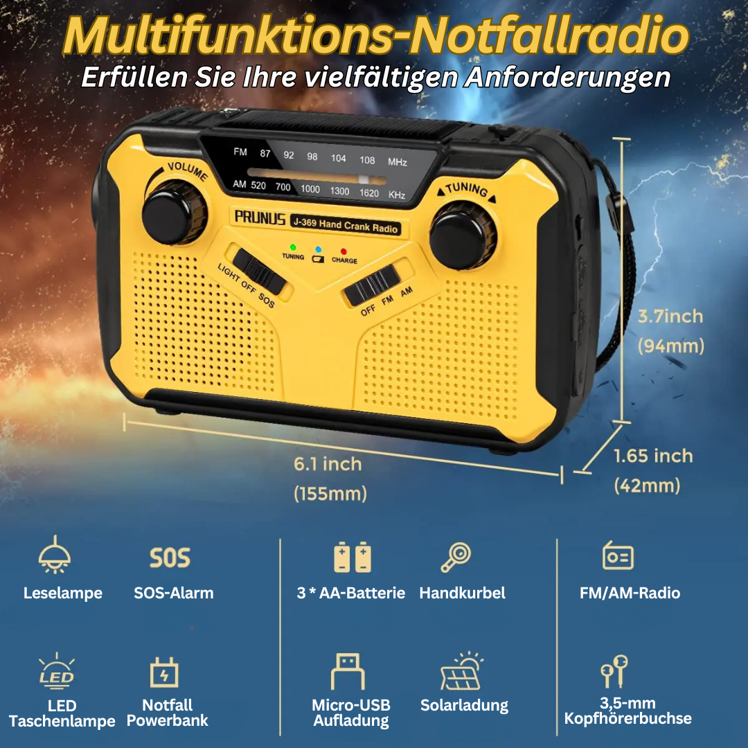 Noodradio met Oplaadfunctie en Zonnepaneel