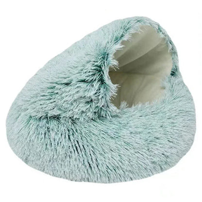 Kattenbed Pluche met Capuchon Warm en Zacht voor Katten