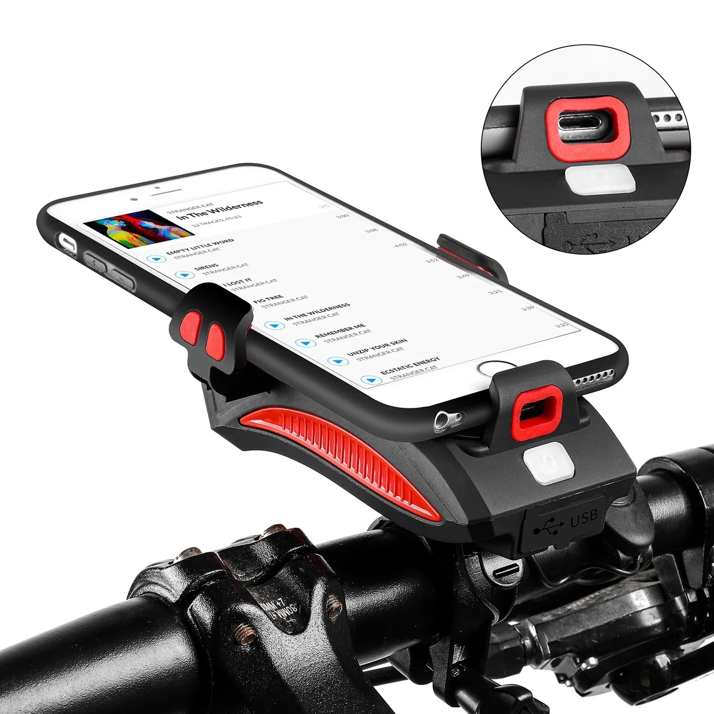 Fiets Telefoonhouder met Dubbele LED Lichten en Veilige Greep