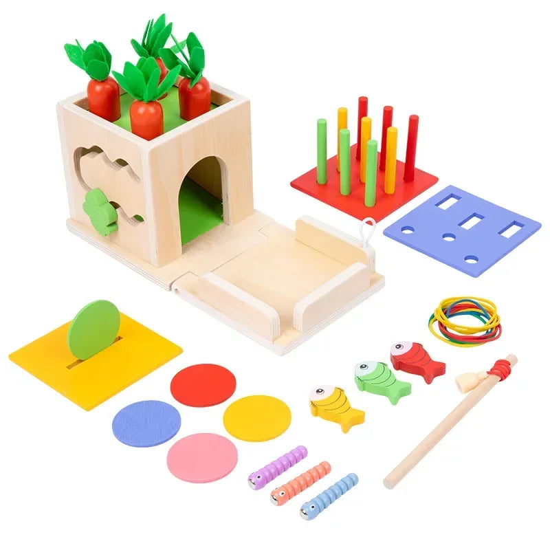 Houten Vorm Sorteer spel 8-in-1 voor Kinderen