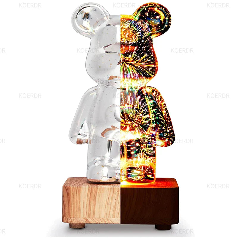3D Glow Bear Lamp Met Vuurwerk Effect