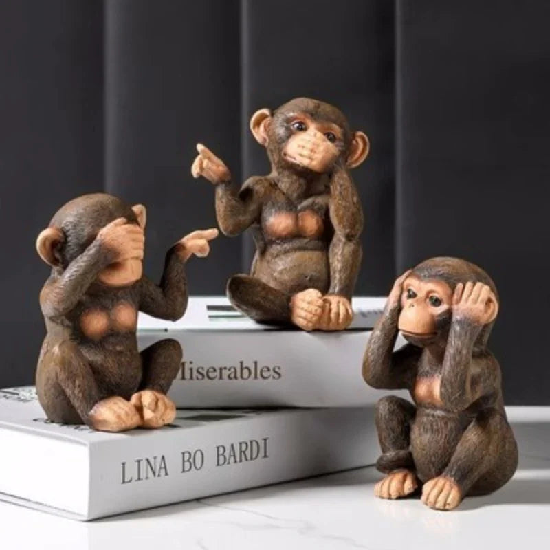 Gorilla Beeldenset Nordic Stijl Hars Figuur Decoratie