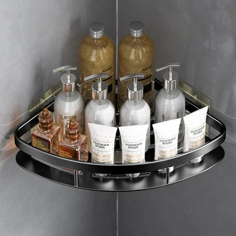 Badkamer Wandrek Aluminium Hoekhouder Zonder Boren voor Zeep en Shampoo