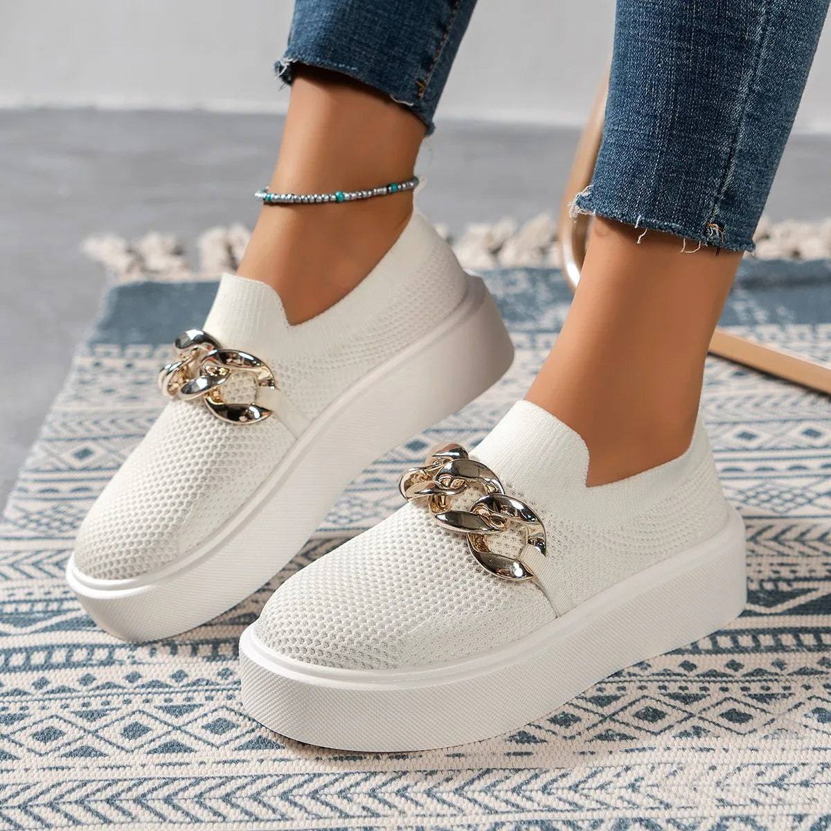 Stijlvolle Loafers met Ketting Detail Comfortabel Leer