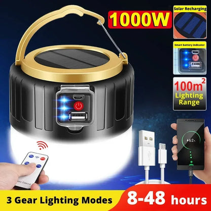 Campinglamp op Zonne-energie met Noodverlichting