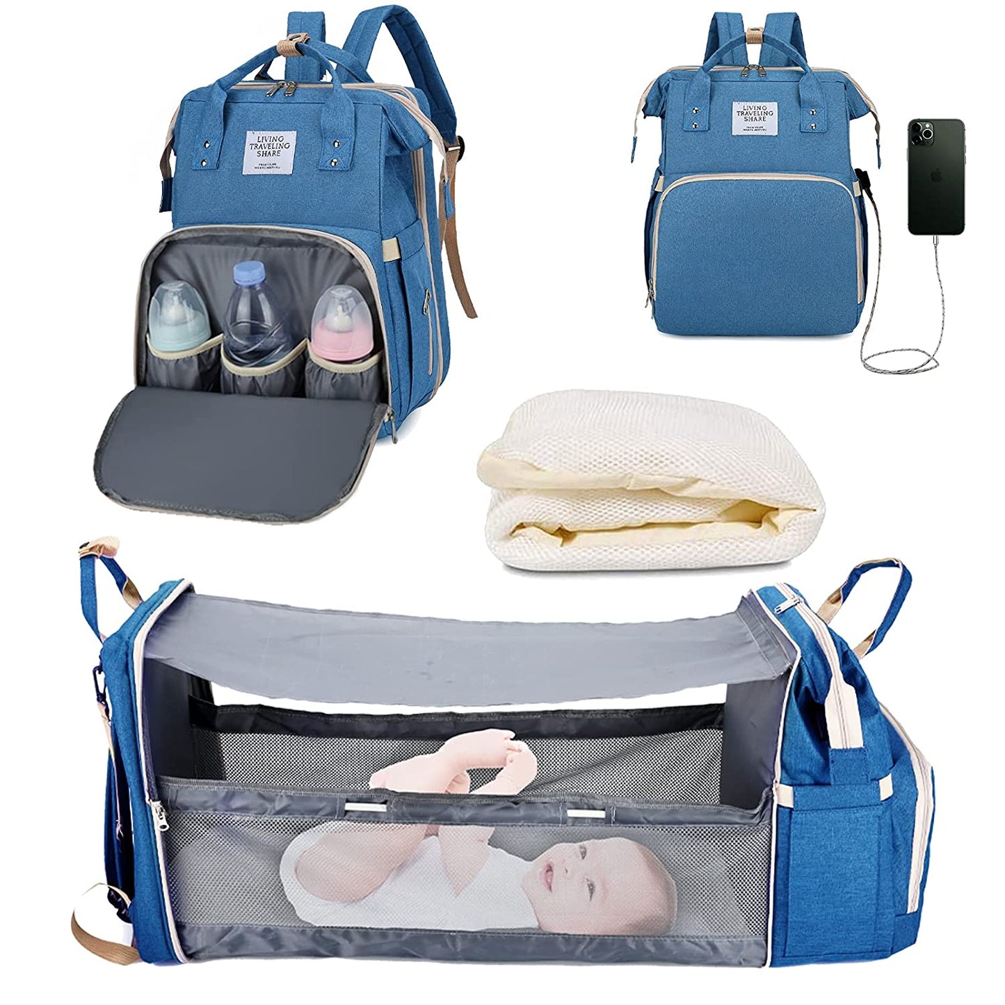 2-in-1 Luiertas Baby Rugzak Draagbaar