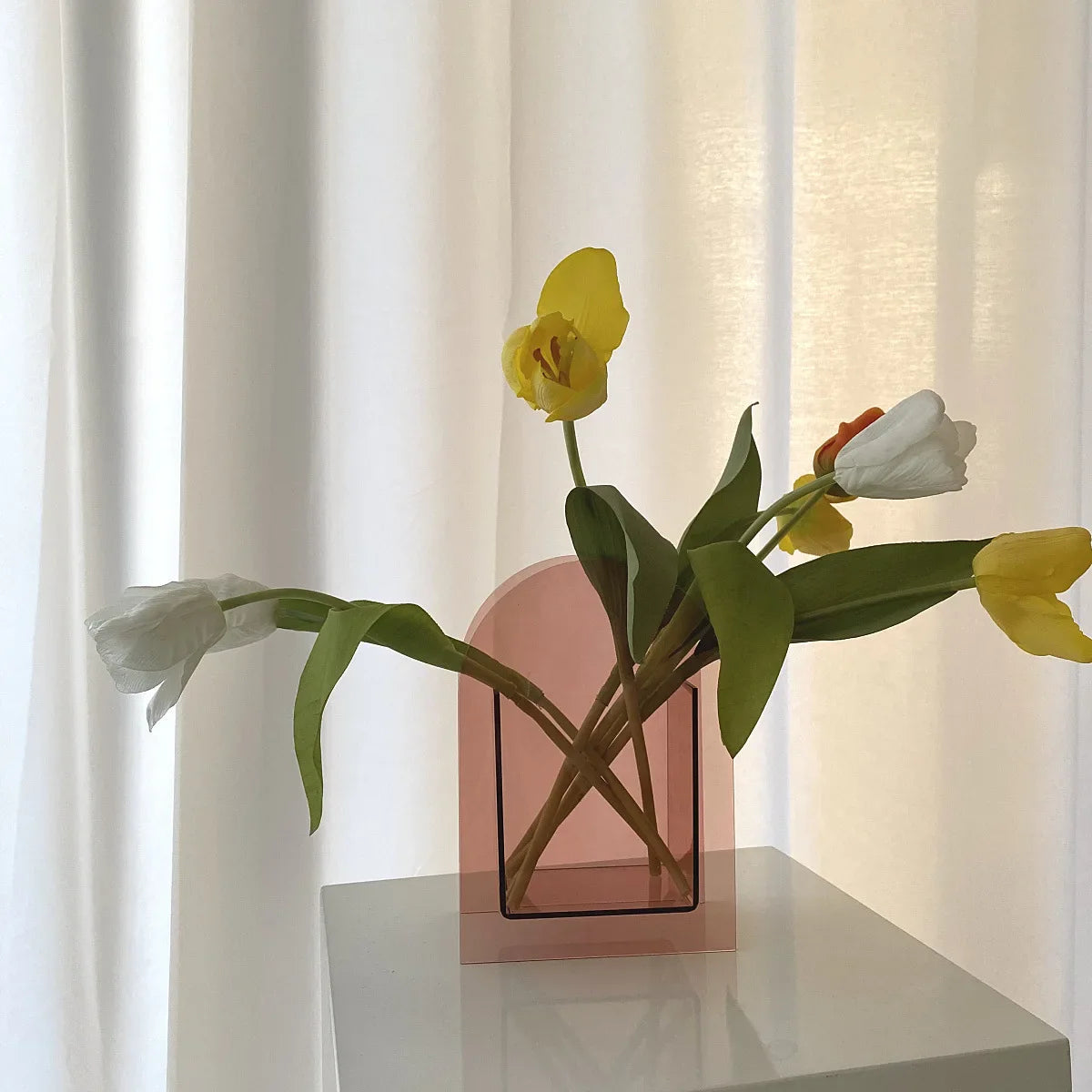 Moderne Acryl Vaas Roze Blauw voor Woninginrichting