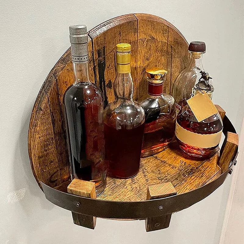 Houten Wijnfles Houder Muurdisplay Vintage Stijl
