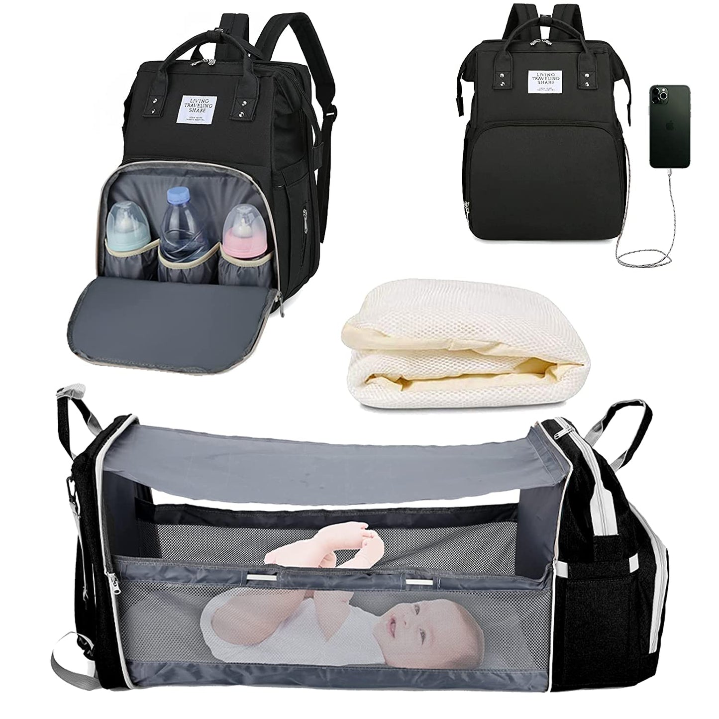 2-in-1 Luiertas Baby Rugzak Draagbaar