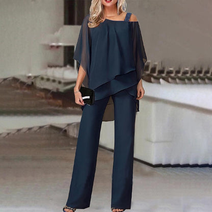 Dames Jumpsuit Lange Pijpen Cold Shoulder Elegant Zwart