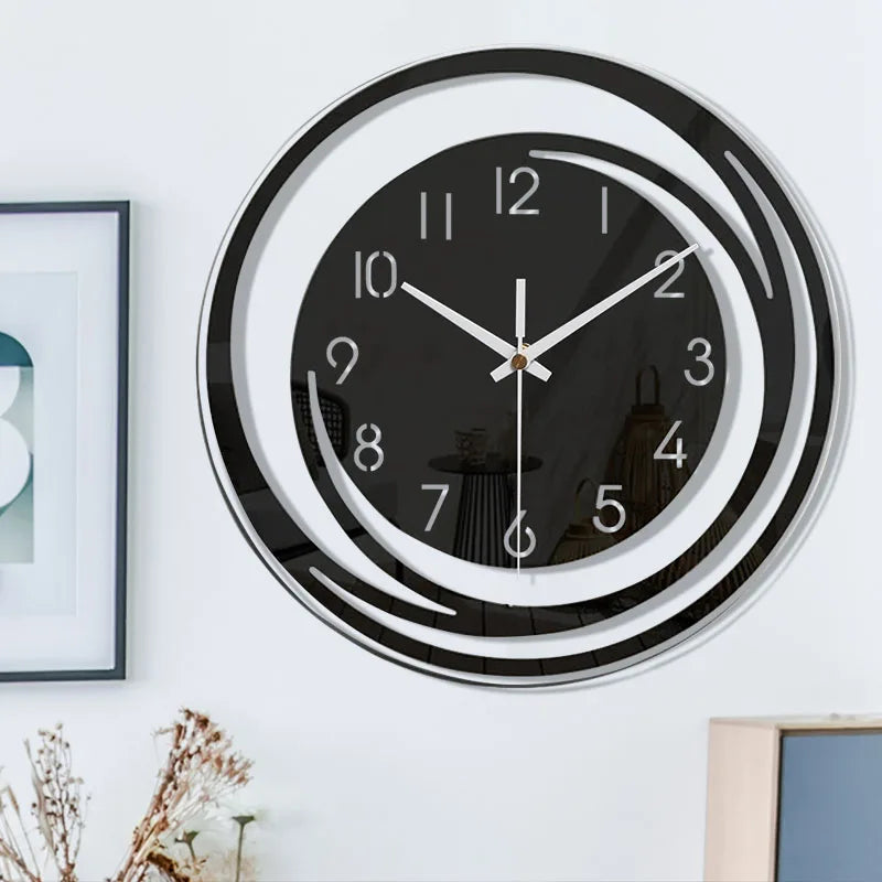 Zwarte Wandklok Modern Scandinavisch Design Acryl