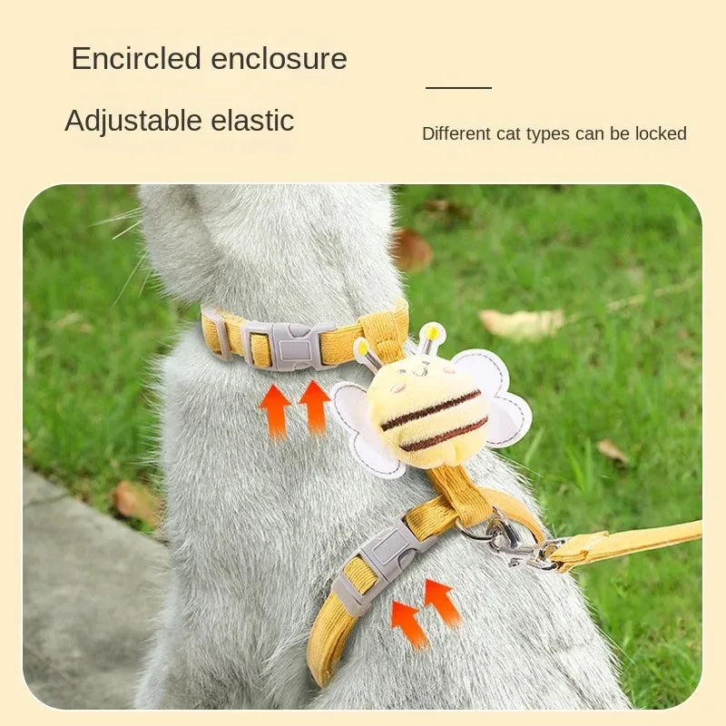 Kattentuigje met Leash en Halsband Bee Ontwerp