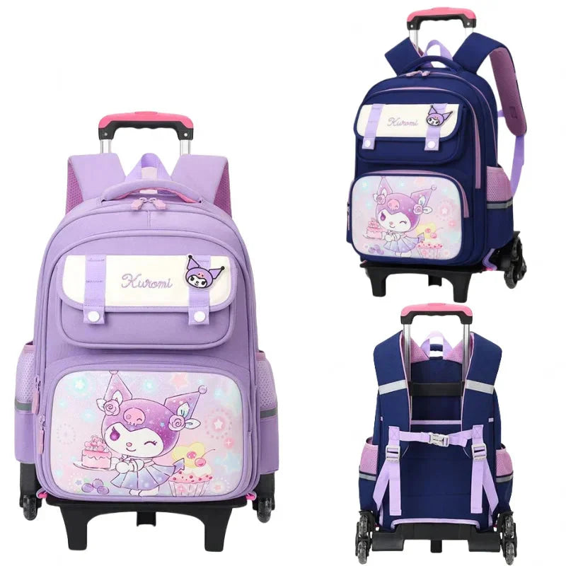 Kinderen Rugzak met Trolley – Kuromi Schattige Schooltas Lichtgewicht