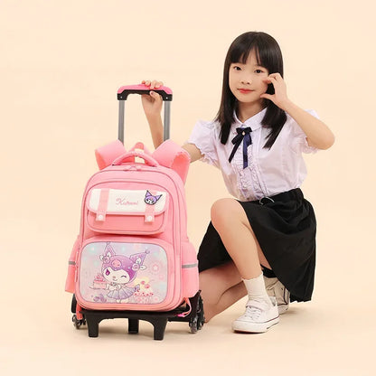 Kinderen Rugzak met Trolley – Kuromi Schattige Schooltas Lichtgewicht
