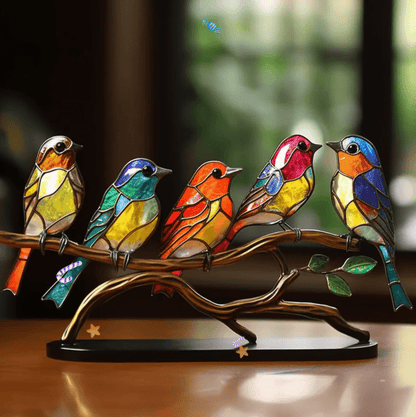 Kleurrijke Glas-in-Lood Vogel Decoratie - Velinix