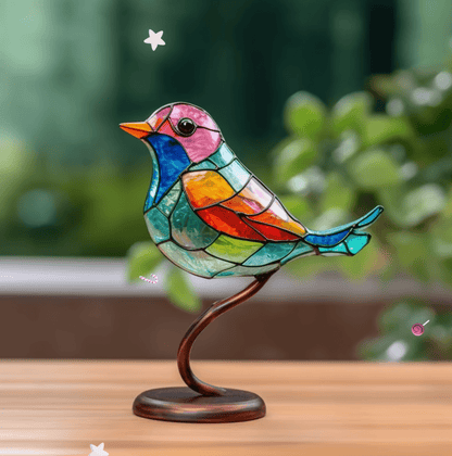 Kleurrijke Glas-in-Lood Vogel Decoratie