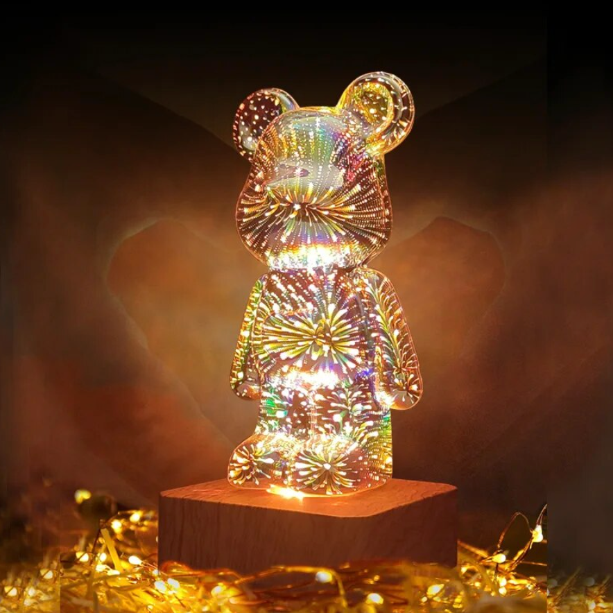 3D Glow Bear Lamp Met Vuurwerk Effect