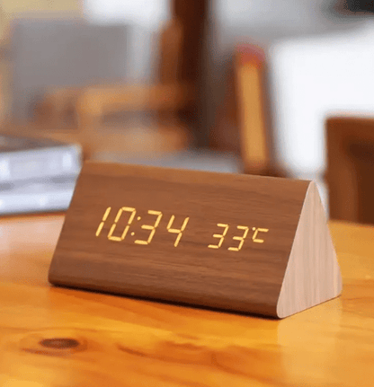 LED Houten Klok Slim en Stijlvol met Spraakbesturing - Velinix