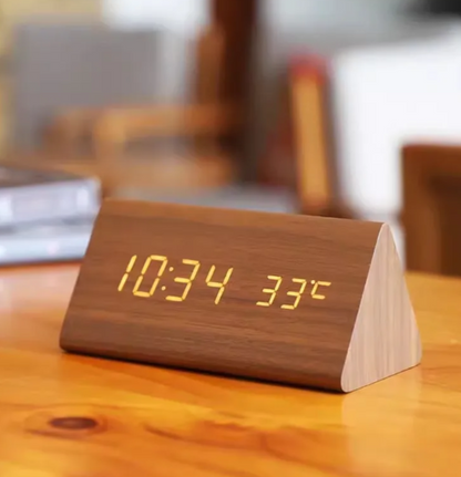 LED Houten Klok met Spraakfunctie Modern Design