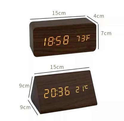 LED Houten Klok met Spraakfunctie Modern Design