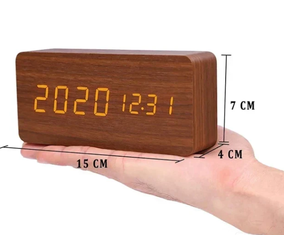 LED Houten Klok met Spraakfunctie Modern Design